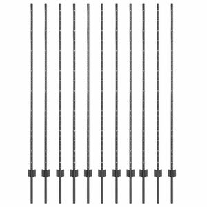 vidaXL Embedded Fence Post 11 pcs Grey 200 cm Powder-Coated Steel