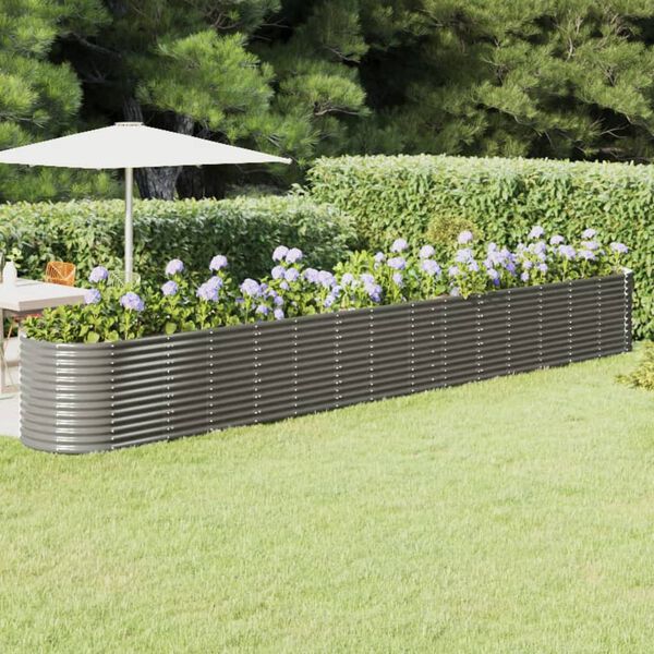 vidaXL Garden Raised Bed Powder-coated Steel 620x80x68 cm Grey