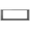 vidaXL Wall Cube Shelf 2 pcs High Gloss Grey 60x15x23 cm Engineered Wood