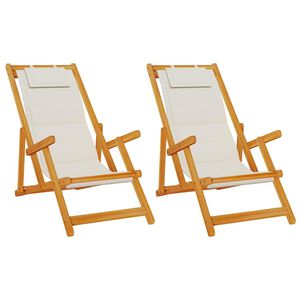 vidaXL Beach Chair 2 pcs Brown Solid Acacia Wood