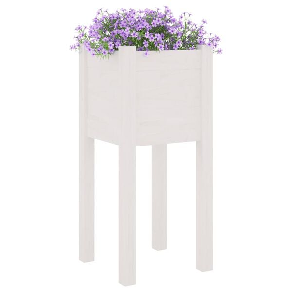 vidaXL Garden Planters 2 pcs White 31x31x70 cm Solid Pinewood