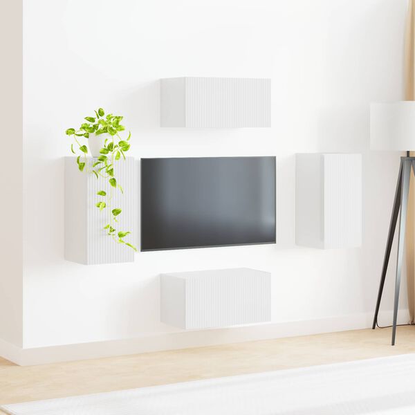 vidaXL TV Cabinet Set 4 pcs High Gloss White Engineered Wood