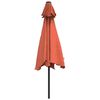 vidaXL Garden Parasol with LED Lights and Steel Pole 300 cm Terracotta