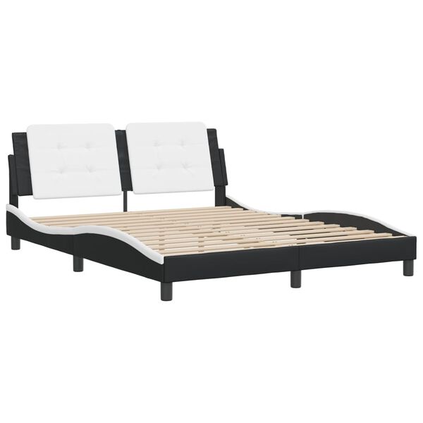 vidaXL Bed Frame without Mattress "Zadar" Black and White 160x200 cm Faux Leather