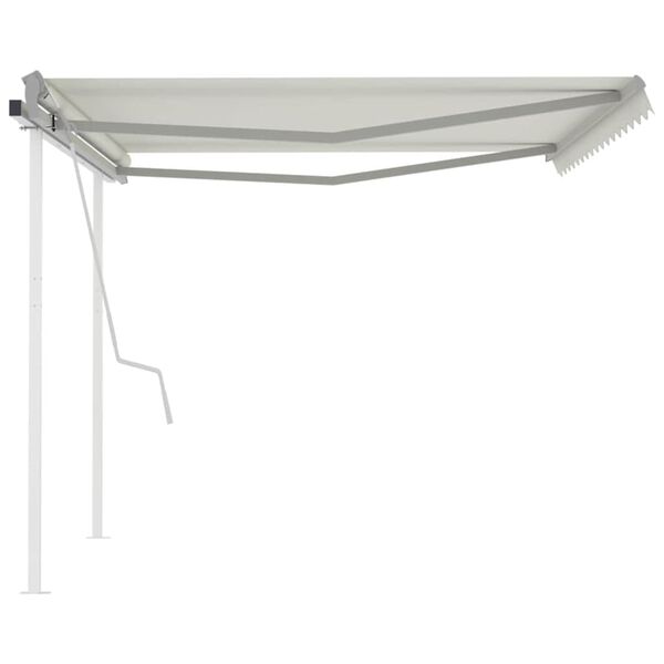 vidaXL Manual Retractable Awning with Posts 4x3 m Cream