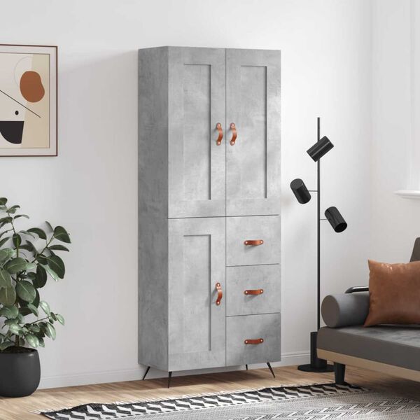 vidaXL Highboard Concrete Grey 69.5x34x180 cm Engineered Wood