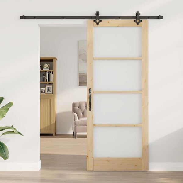 vidaXL Sliding Door ORKDAL Natural and Black 86 x 211 cm