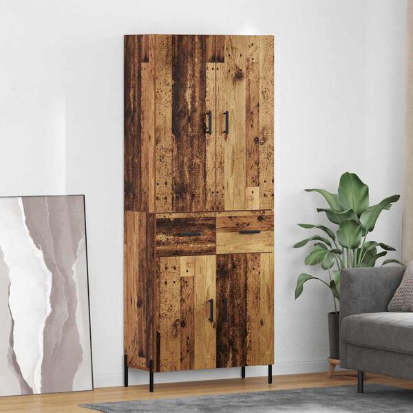 vidaXL Highboard Old Wood 69.5 x 34 x 180 cm Engineered Wood