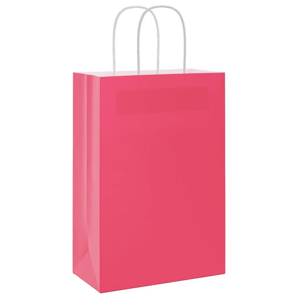 vidaXL Paper Bags 250 pcs with Handles Pink 21x11x31 cm