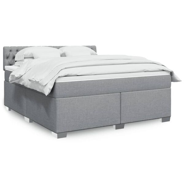 vidaXL Box Spring Bed with Mattress Light Grey 180x200 cm Fabric