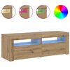 vidaXL TV Cabinet with LED Lights Artisan Oak 120x35x40 cm Engineered Wood