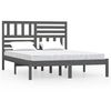 vidaXL Bed Frame without Mattress Grey 135x190 cm Double Solid Wood Pine