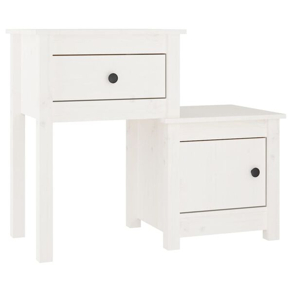 vidaXL Bedside Cabinet 2 pcs White 79.5x38x65.5 cm Solid Wood Pine