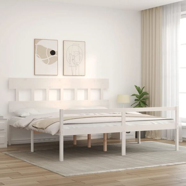 vidaXL Senior Bed without Mattress White 200x200 cm Solid Wood
