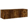 vidaXL 5 Piece TV Wall Cabinets with LED Lights Smoked Oak