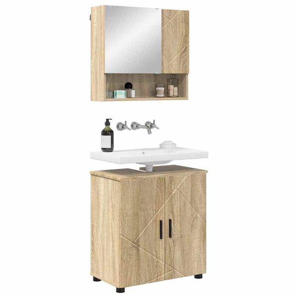 vidaXL Bathroom Furniture Set 2 pcs Sonoma Oak Engineered wood & Metal