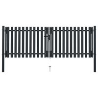 vidaXL Double Door Fence Gate Steel 306x125 cm Anthracite
