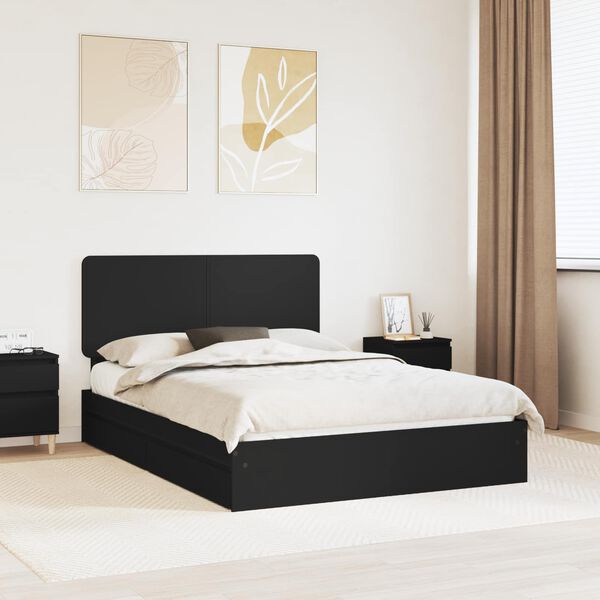 vidaXL Storage Bed with Headboard Black 150 x 200 cm Engineered Wood