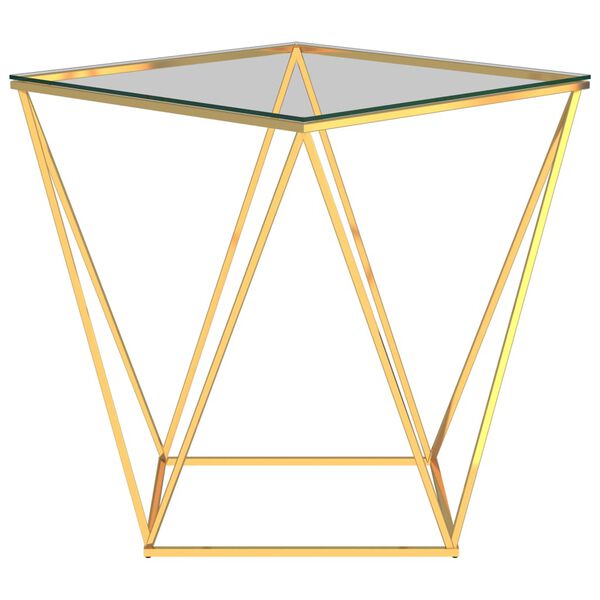 vidaXL Coffee Table Gold and Transparent 50x50x55 cm Stainless Steel