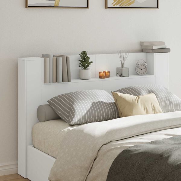 vidaXL Headboard Cabinet with LED White 160 x 16.5 x 103.5 cm