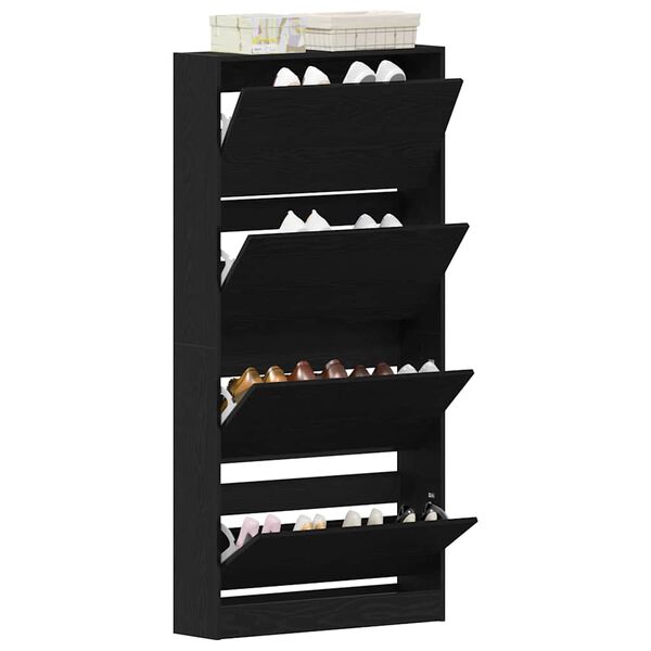 vidaXL Shoe Cabinet Black Oak 80 x 21 x 163.5 cm Engineered Wood