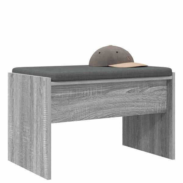 vidaXL Hall Bench with Cushion Grey Sonoma 63 x 38 x 40 cm