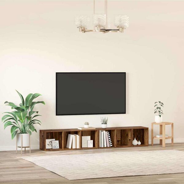 vidaXL TV Cabinet Set 2 pcs Old Wood 37 x 35 x 107cm Engineered Wood