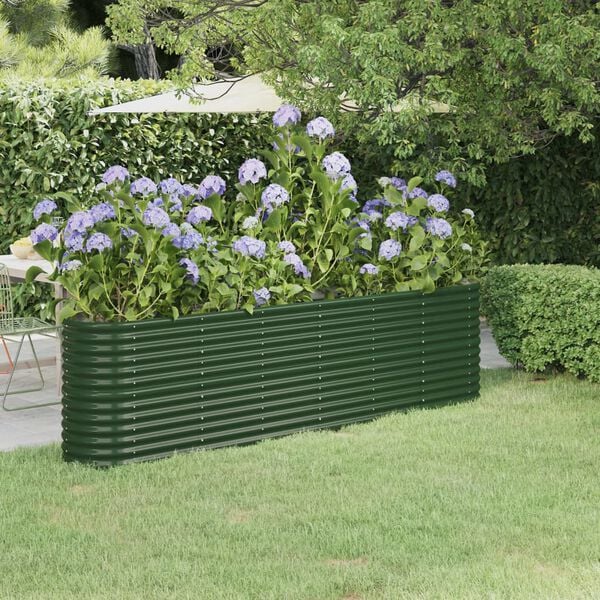 vidaXL Garden Raised Bed Galvanised Steel 260x40x68 cm Green