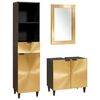 vidaXL Bathroom Cabinet Set 3 pcs Black and Gold Solid Mango Wood