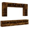 vidaXL 8 Piece TV Wall Cabinet Set with LED Lights Smoked Oak