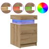 vidaXL Bedside Cabinets with LED 2 pcs Artisian Oak 35x39x55 cm Engineered Wood