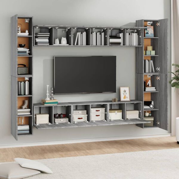 vidaXL 10 Piece TV Cabinet Set Grey Sonoma Engineered Wood
