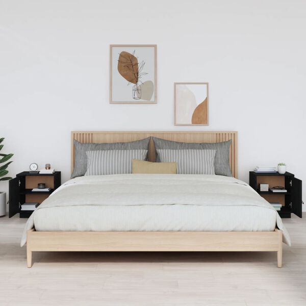 vidaXL Bedside Cabinets 2 pcs Black 40x34x45 cm Solid Wood Pine