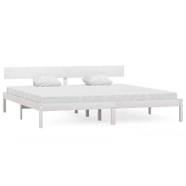 vidaXL Bed Frame without Mattress White Solid Wood 200x200 cm