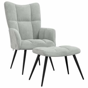 vidaXL Relaxing chair with Footstool Light Grey Velvet