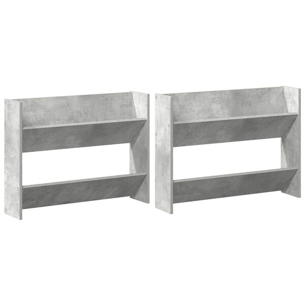 vidaXL Wall Shoe Cabinets 2 pcs Concrete Grey 80x18x60 cm Engineered Wood