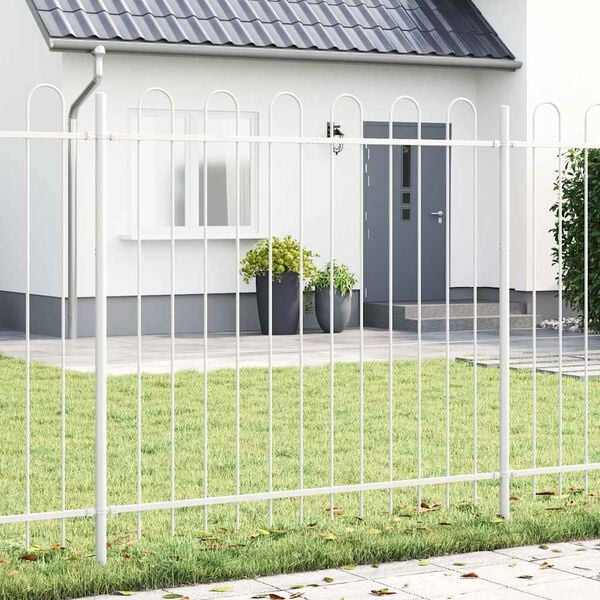 vidaXL Garden Fence 7 pcs White 11.9 x 1.5 m Powder-coated Steel