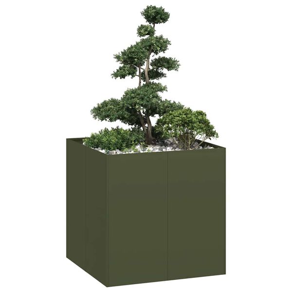 vidaXL Planter Olive Green 80x80x80 cm Steel