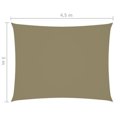 vidaXL Sunshade Sail Oxford Fabric Rectangular 3x4.5 m Beige