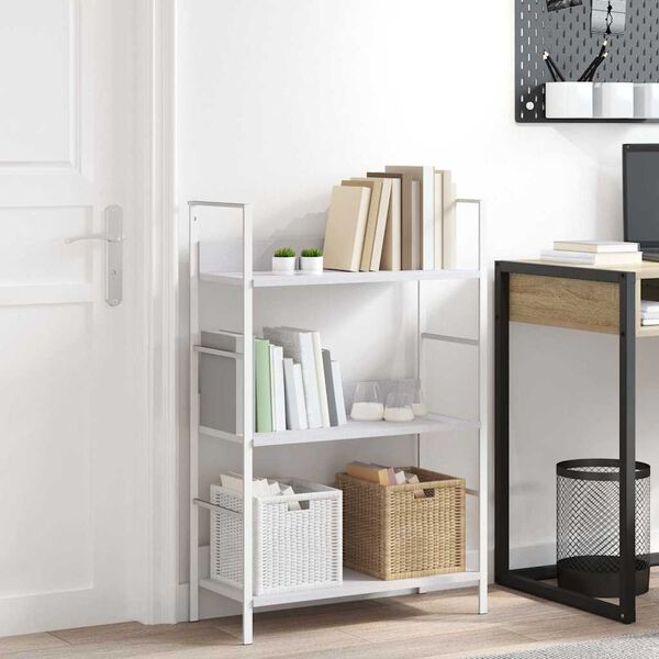 vidaXL 3-Layer Book Shelf White 60x27.6x90.5 cm Engineered Wood