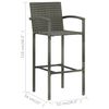 vidaXL 7 Piece Outdoor Bar Set with Armrest Poly Rattan Grey