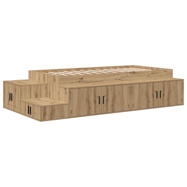 vidaXL Storage Bed Frame Artisan Oak 90 cm Engineered Wood