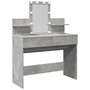 vidaXL Dressing Table with LED Concrete Grey 100x40x130 cm