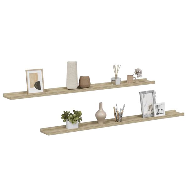 vidaXL Wall Shelves 2 pcs Sonoma Oak 115x9x3 cm