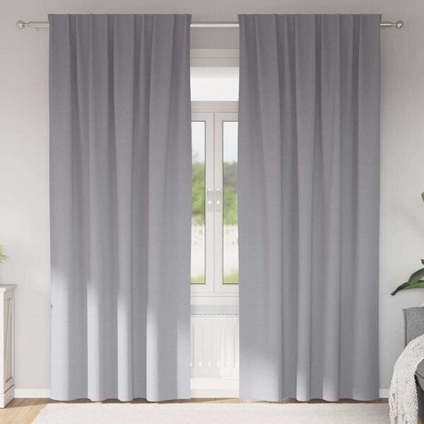 vidaXL Blackout Curtains with Rings 2 pcs Light Grey 245 x 140 cm