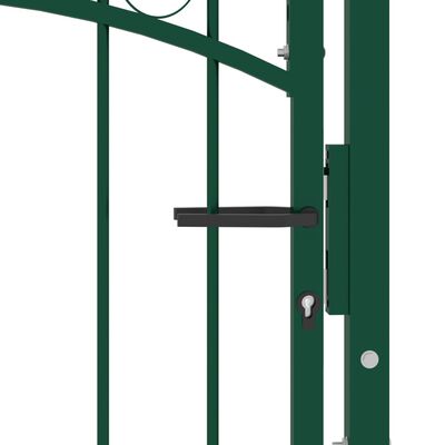 vidaXL Fence Gate with Spikes Steel 100x125 cm Green