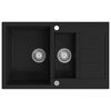 vidaXL Granite Kitchen Sink Double Basin Black