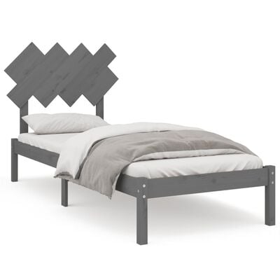 vidaXL Bed Frame Grey 90x200 cm Solid Wood
