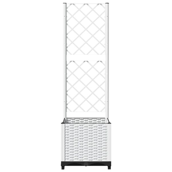 vidaXL Garden Planter with Trellis White 40x40x136 cm PP