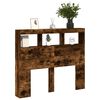 vidaXL Headboard Cabinet with LED Smoked Oak 120x17x102 cm